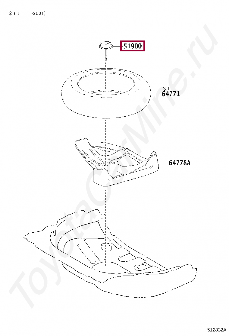CARRIER ASSY, SPARE WHEEL CARRIER ASSY, SPARE WHEEL 5190058030