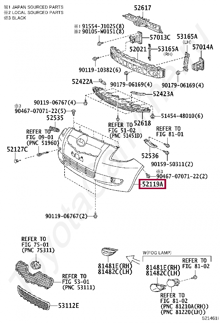 COVER, FRONT BUMPER COVER, FRONT BUMPER 521190D977