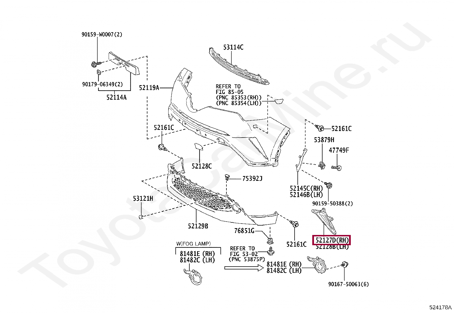 COVER, FRONT BUMPER HOLE, RH COVER, FRONT BUMPER HOLE, RH 52127F4020