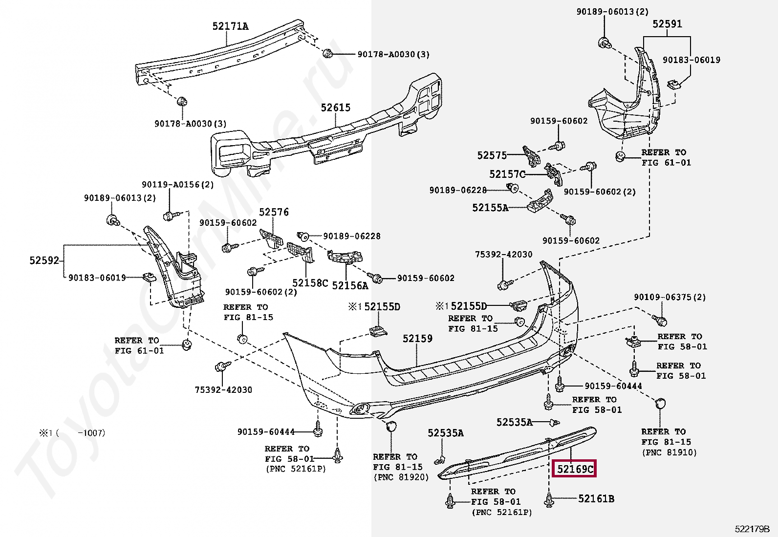 COVER, REAR BUMPER, LOWER COVER, REAR BUMPER, LOWER 521690E050