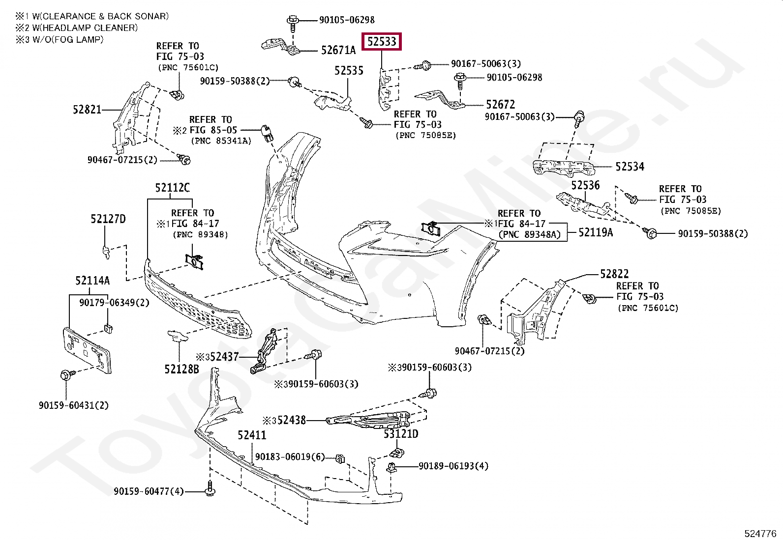 Кронштейн переднего бампера Кронштейн переднего бампера 5253378020