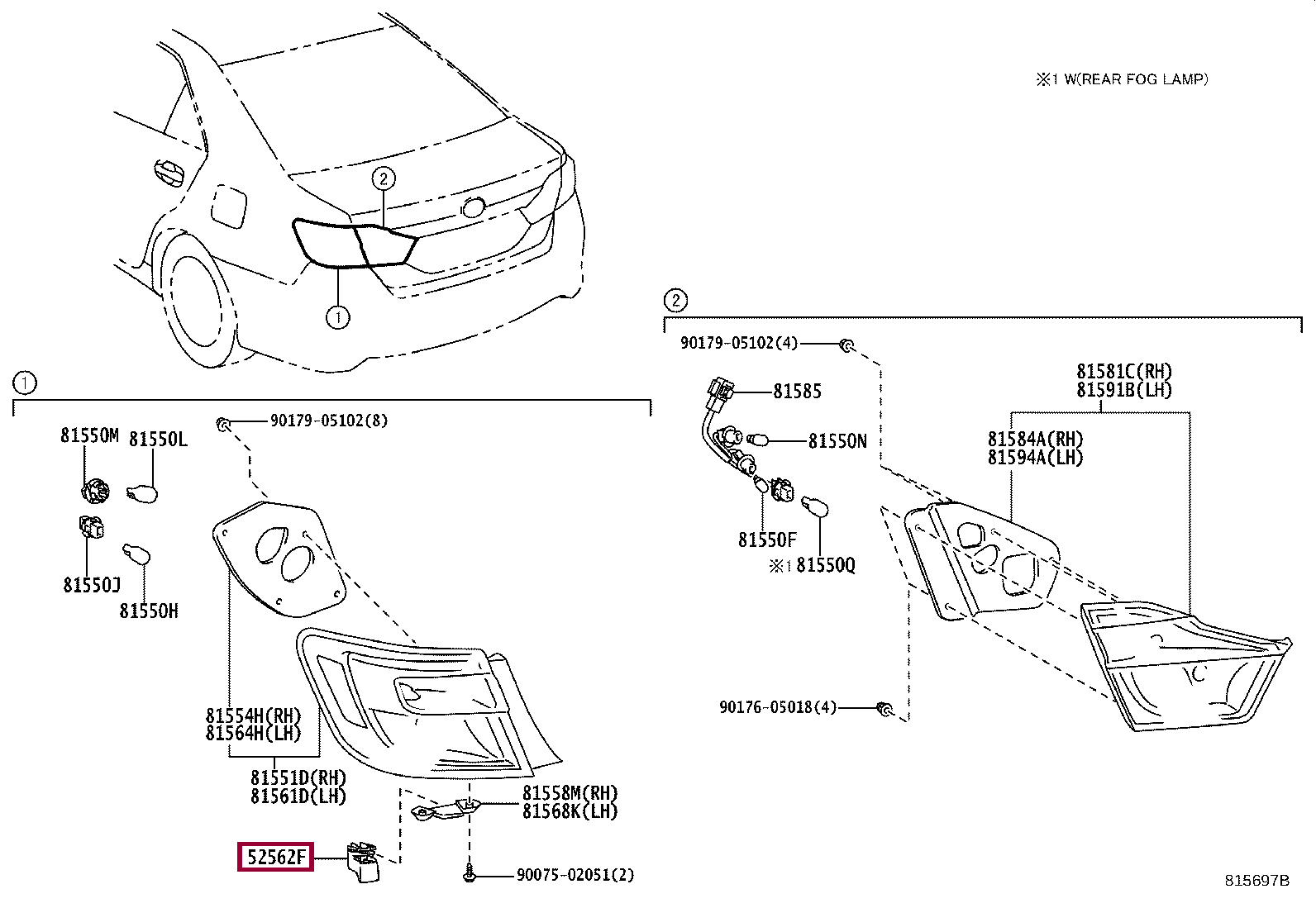 Направляющая заднего фонаря Направляющая заднего фонаря 5256233040