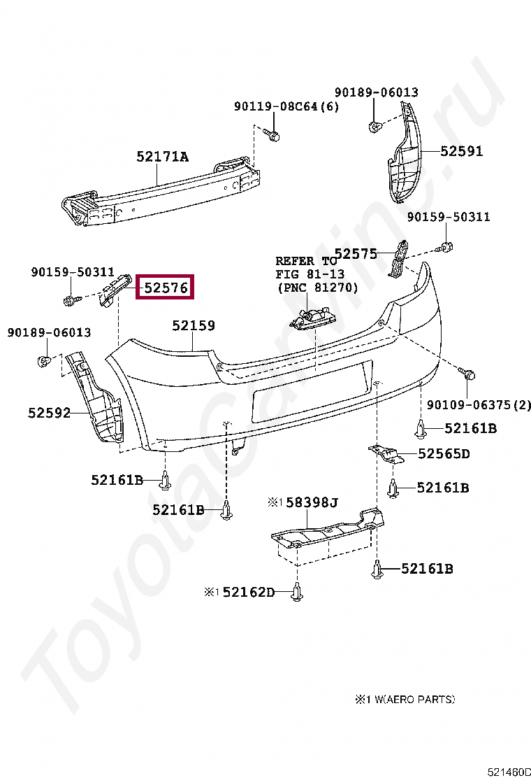 RETAINER, REAR BUMPER SIDE, LH RETAINER, REAR BUMPER SIDE, LH 525760D030