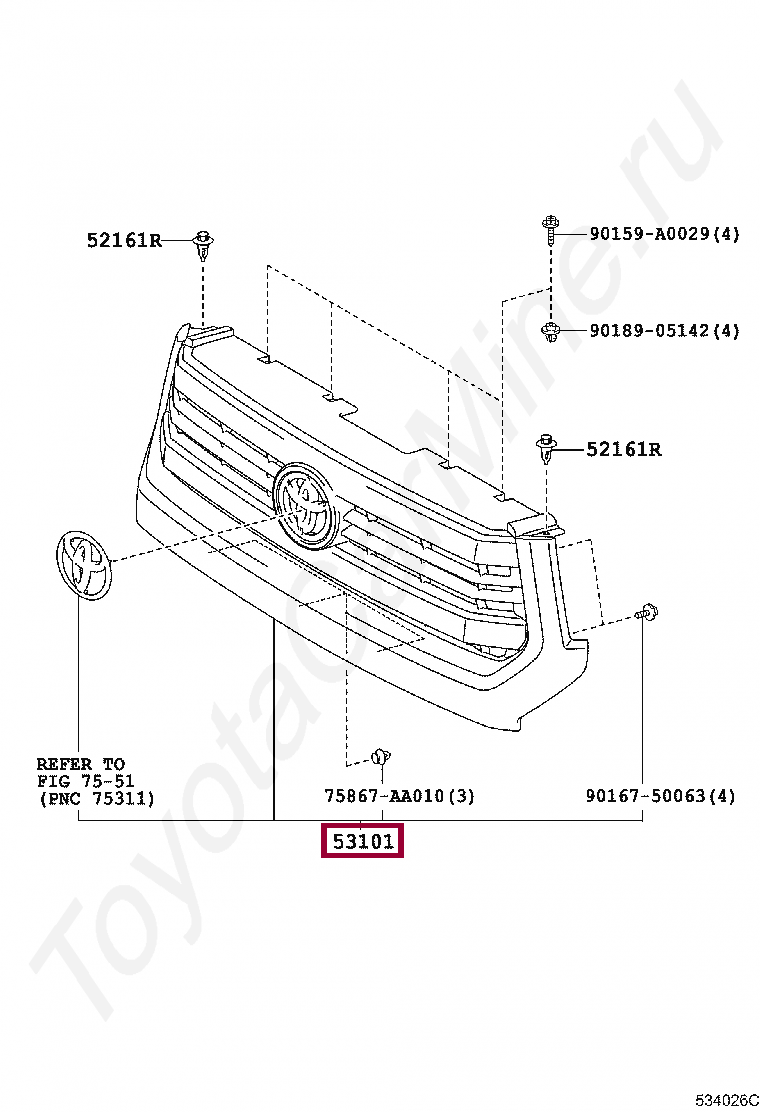 GRILLE SUB-ASSY, RADIATOR GRILLE SUB-ASSY, RADIATOR 531010C041C0