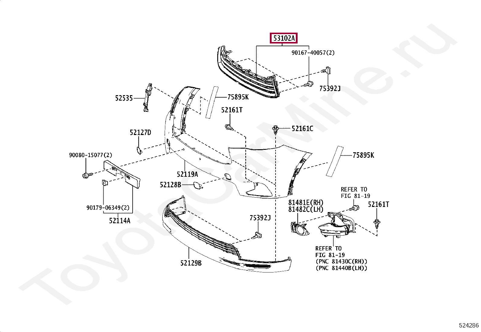 Решётка бампера/радиатора нижняя Решётка бампера/радиатора нижняя 531020E050
