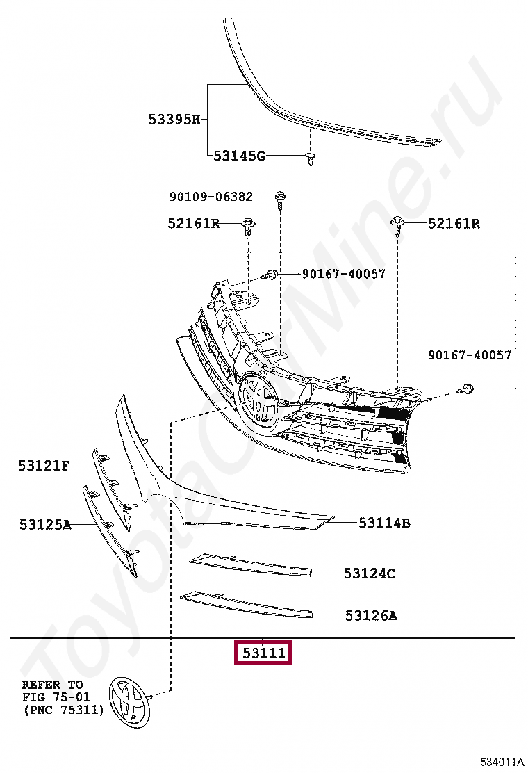 Решетка радиатора (без хрома) Решетка радиатора (без хрома) 5311102790