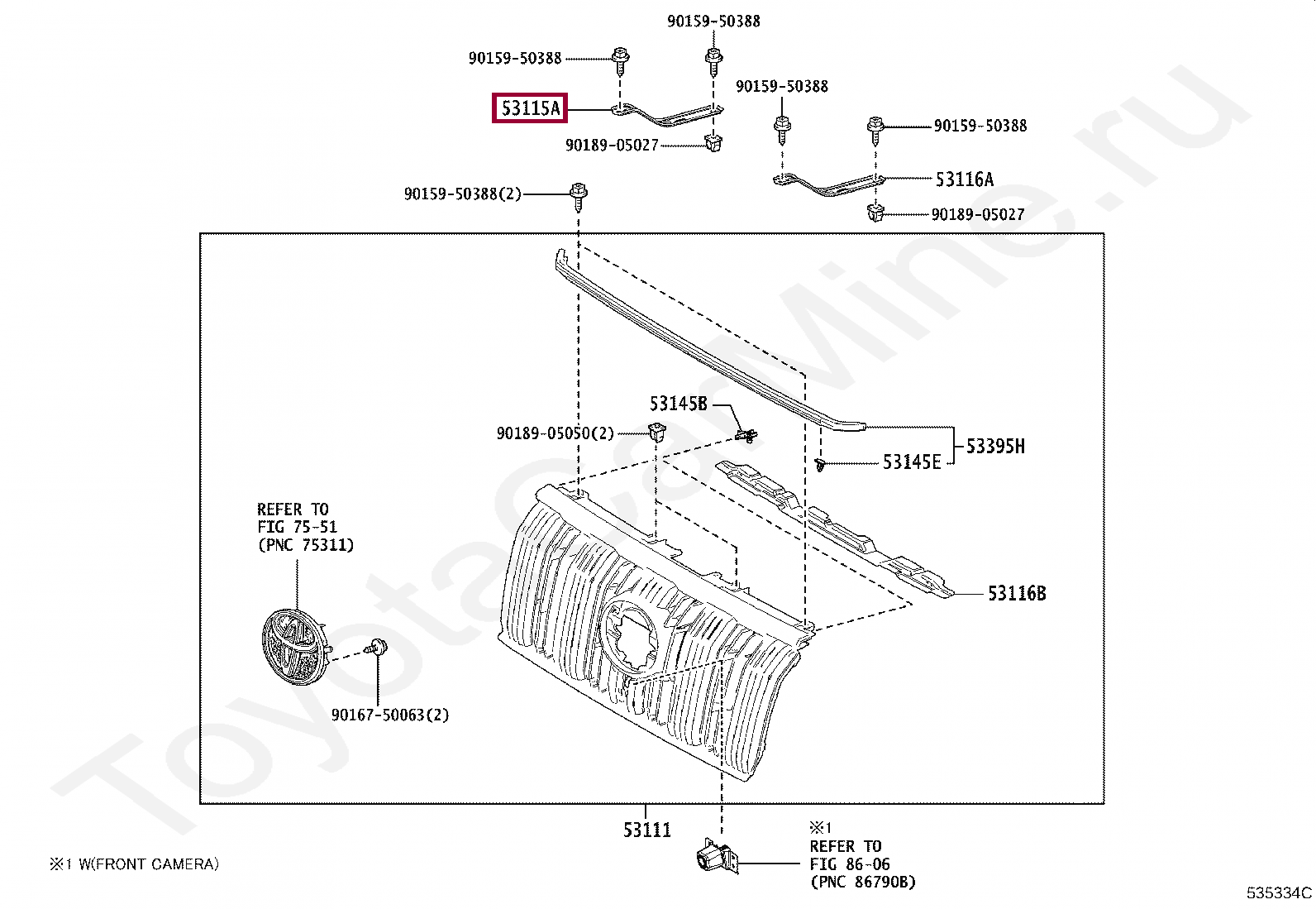 BRACKET, RADIATOR GRILLE, LH BRACKET, RADIATOR GRILLE, LH 5311560060