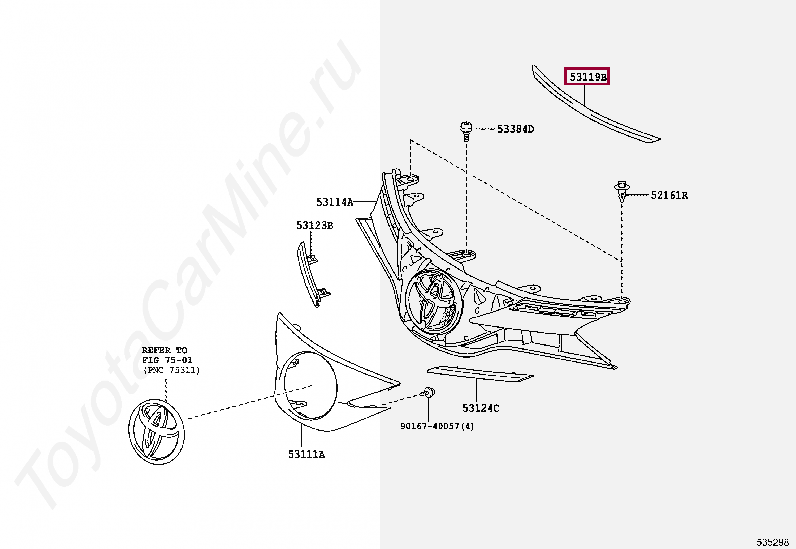 Запчасти Тойота: PROTECTOR, RADIATOR GRILLE (531190D010)