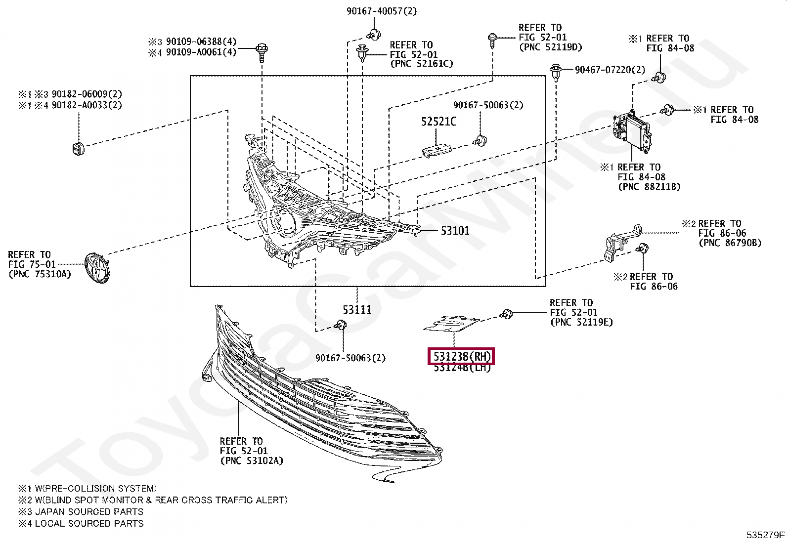 МОЛДИНГ РЕШЁТКИ РАДИАТОРА ПРАВЫЙ МОЛДИНГ РЕШЁТКИ РАДИАТОРА ПРАВЫЙ 5312306070