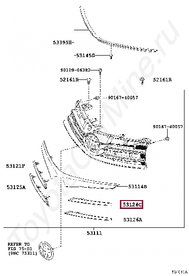 MOULDING, RADIATOR GRILLE, UPPER LH MOULDING, RADIATOR GRILLE, UPPER LH 5312402170