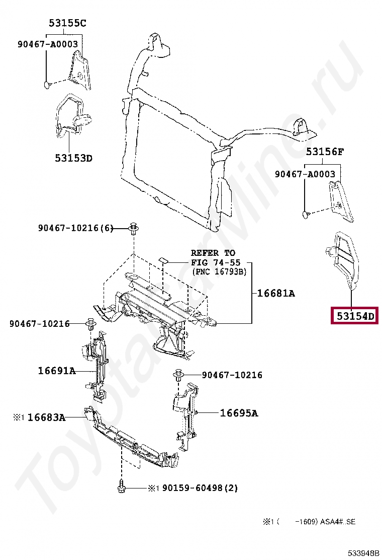 GUIDE, RADIATOR GRILLE SIDE AIR, LH GUIDE, RADIATOR GRILLE SIDE AIR, LH 531540R010