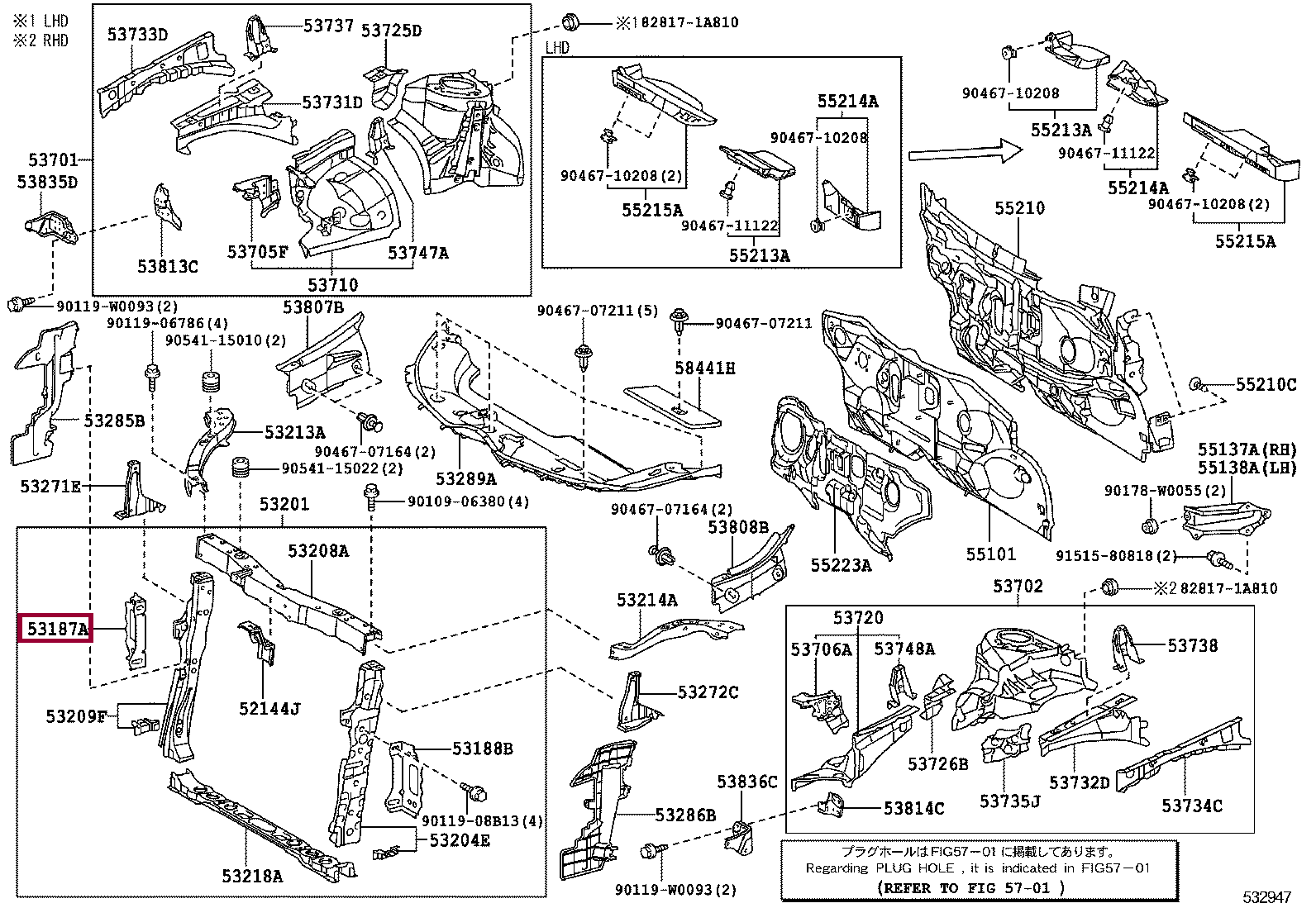 STAY, RADIATOR SUPPORT, RH STAY, RADIATOR SUPPORT, RH 5318702010