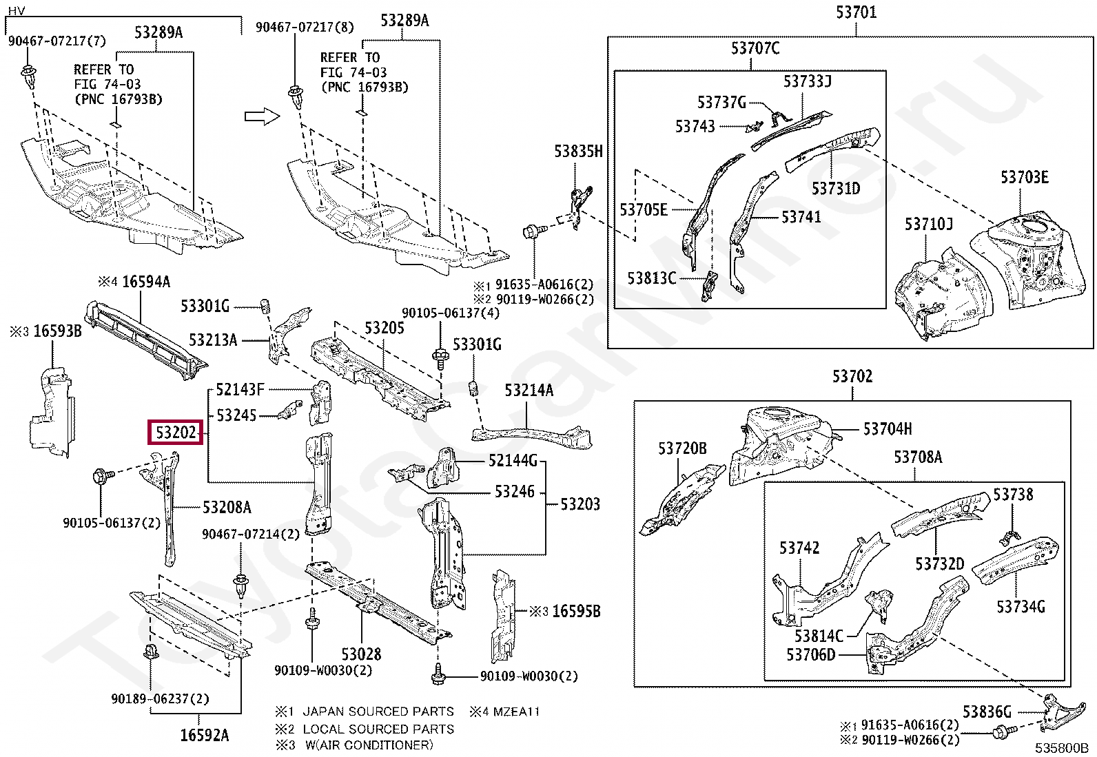 SUPPORT SUB-ASSY, RADIATOR, RH SUPPORT SUB-ASSY, RADIATOR, RH 5320202904