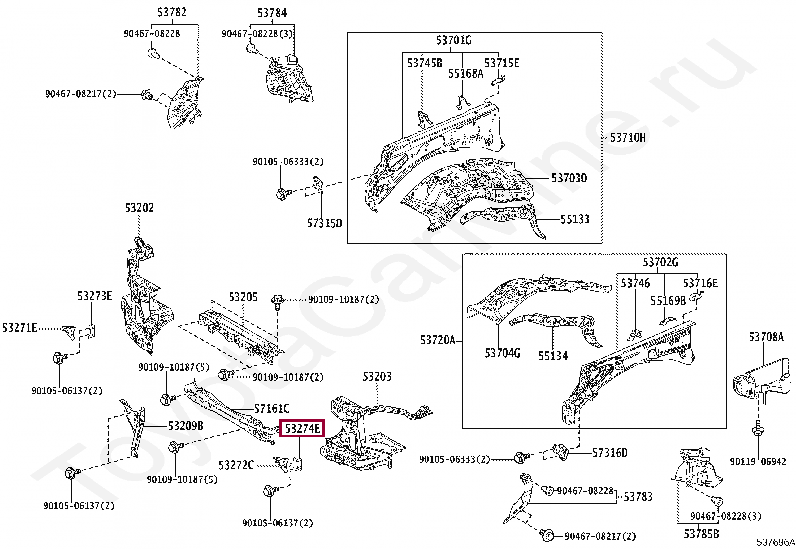 BRACKET, FRONT BUMPER ARM MOUNTING, LH BRACKET, FRONT BUMPER ARM MOUNTING, LH 5327460090