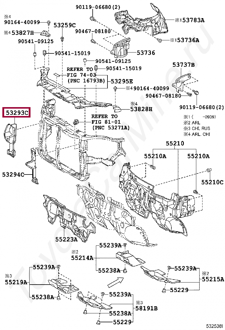 DEFLECTOR, RADIATOR SIDE, RH DEFLECTOR, RADIATOR SIDE, RH 5329348091