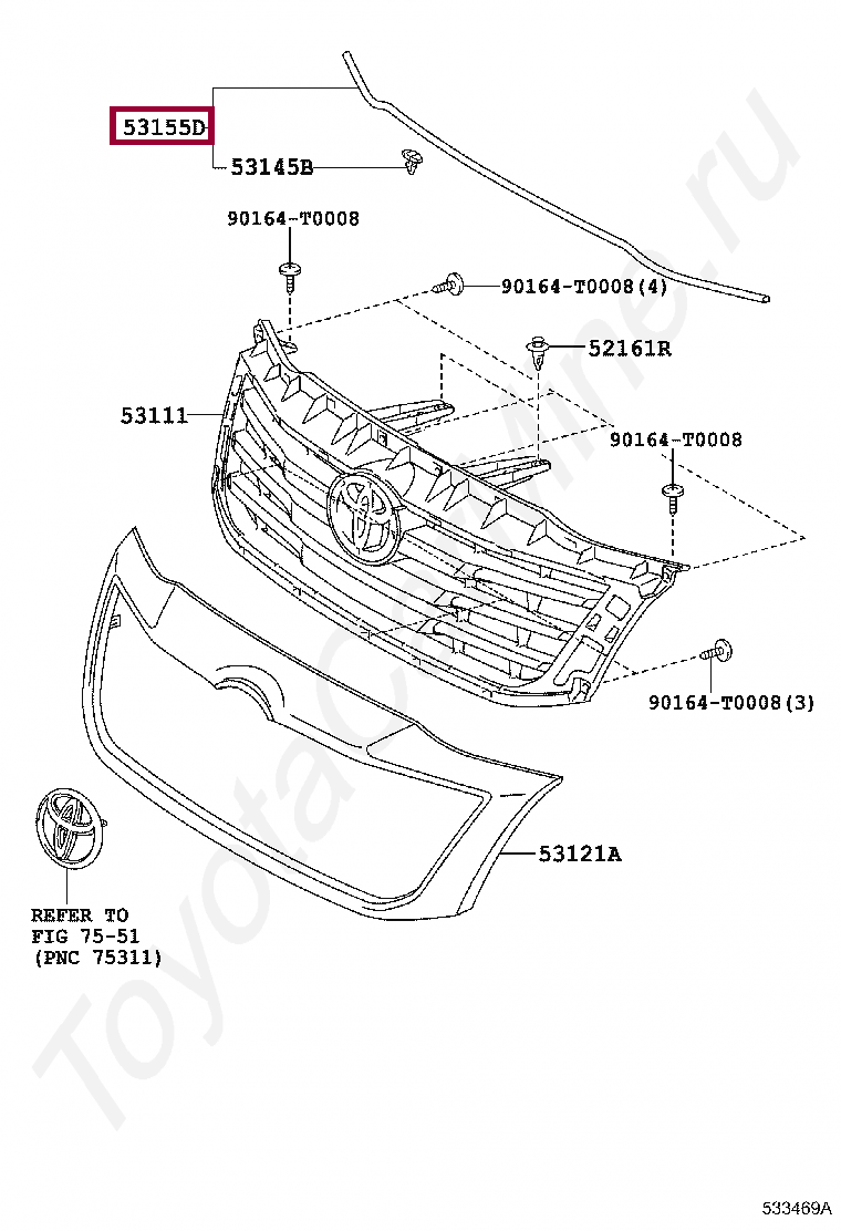 Уплотнитель решётки радиатора Уплотнитель решётки радиатора 533970K110