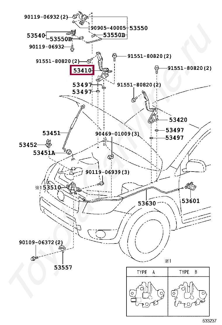 Петля капота правая Петля капота правая 5341042090