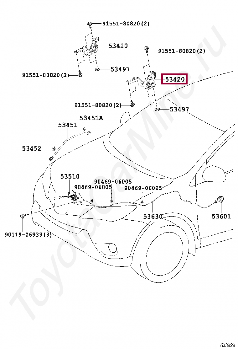 Петля капота, левая Петля капота, левая 5342042120