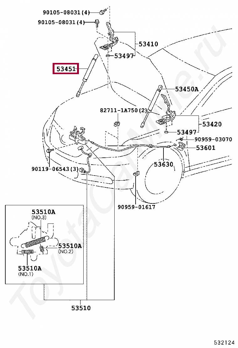 Амортизатор капота левый Амортизатор капота левый 5344006052