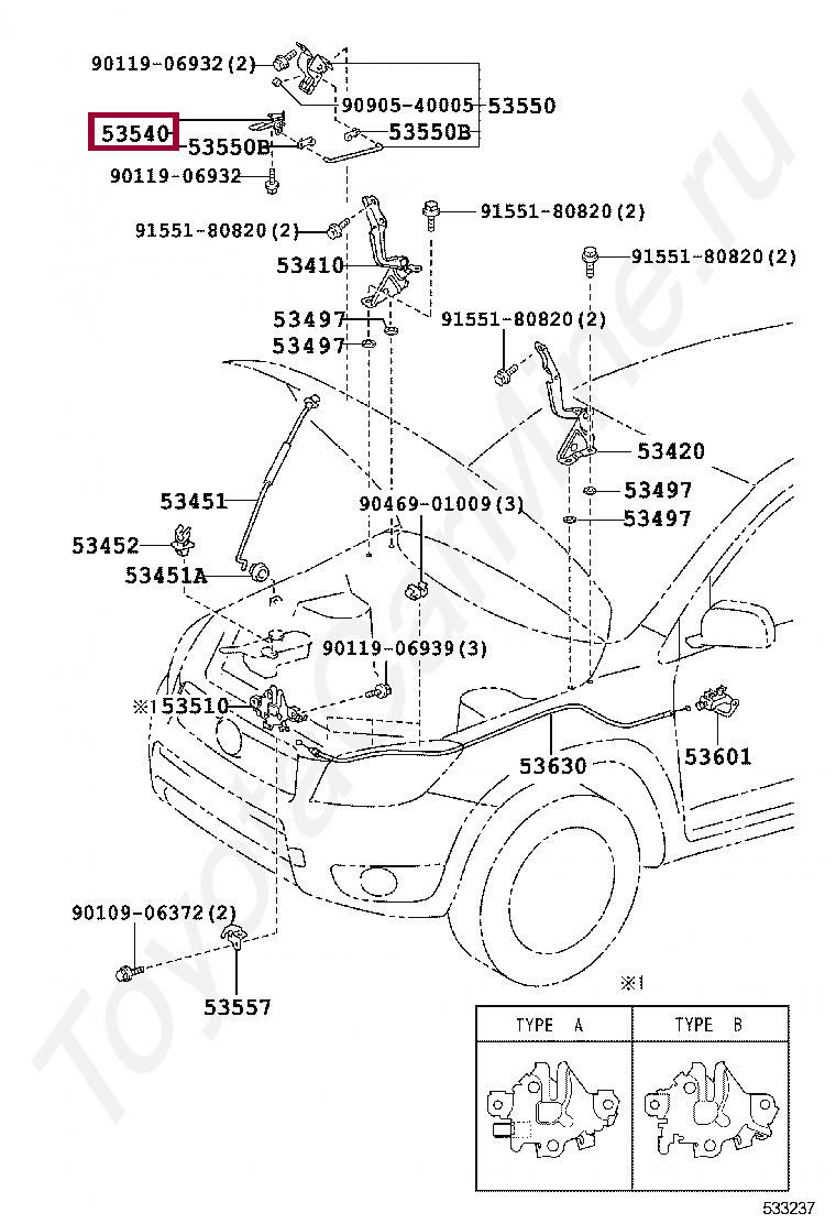 LEVER ASSY, AUXILIARY CATCH RELEASE LEVER ASSY, AUXILIARY CATCH RELEASE 5354042020
