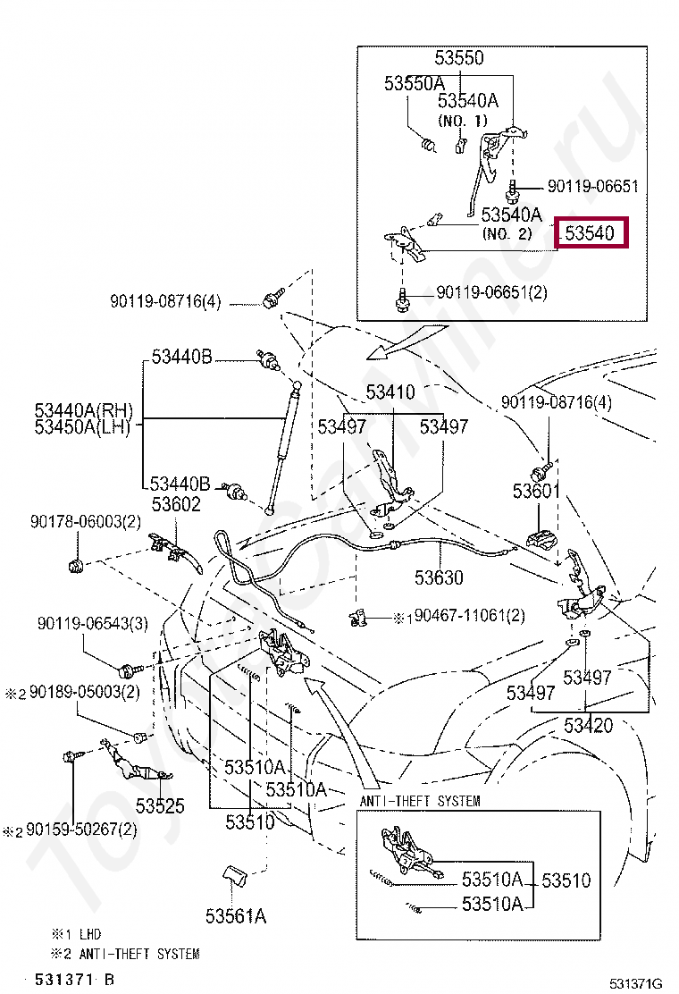 LEVER ASSY, AUXILIARY CATCH RELEASE LEVER ASSY, AUXILIARY CATCH RELEASE 5354060010