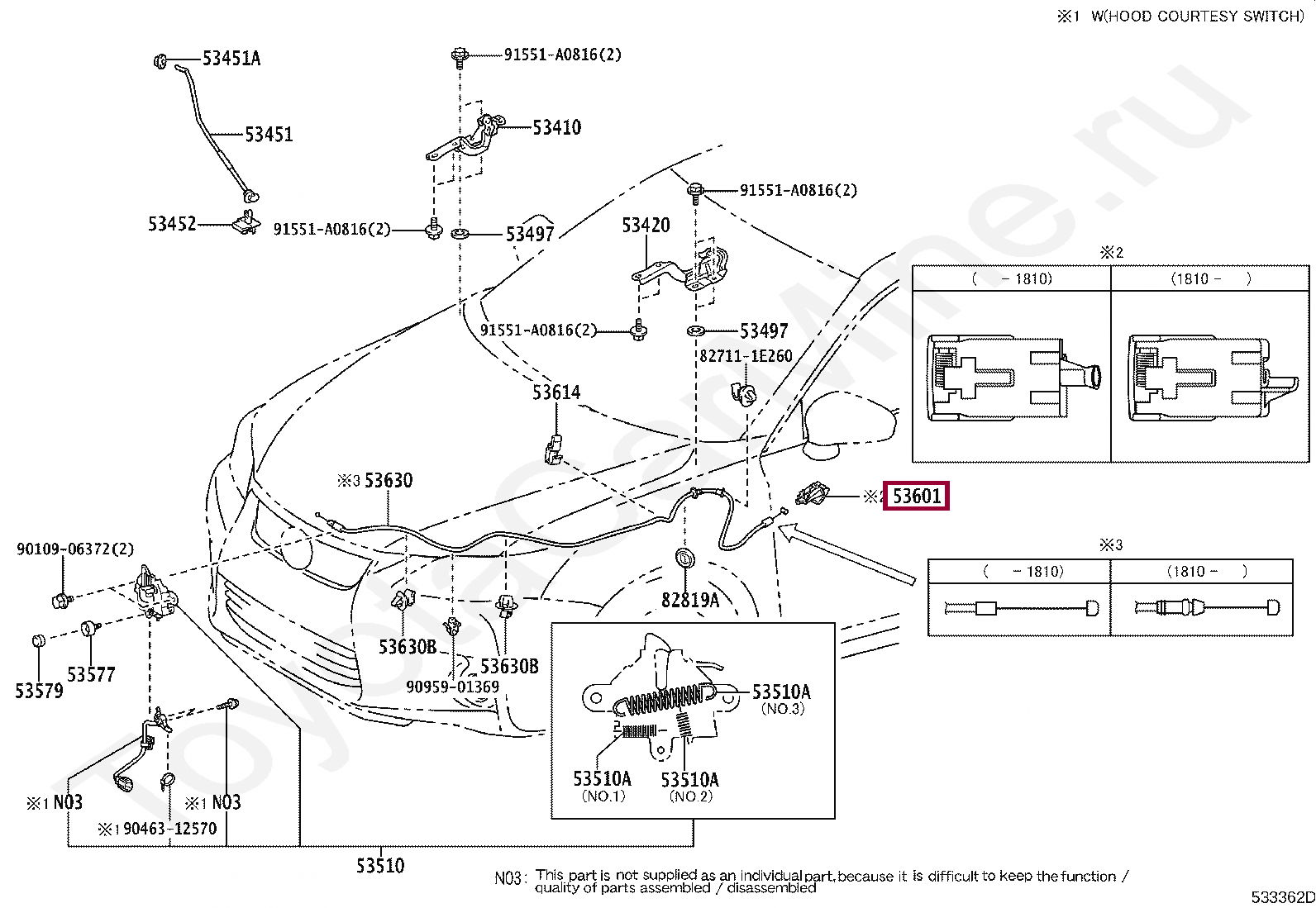 LEVER SUB-ASSY, HOOD LOCK CONTROL LEVER SUB-ASSY, HOOD LOCK CONTROL 5360130110C0