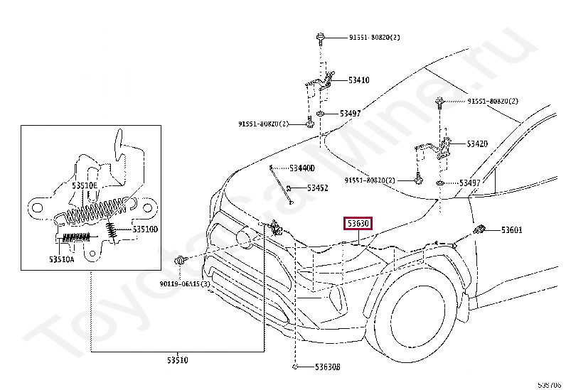CABLE ASSY, HOOD LOCK CONTROL CABLE ASSY, HOOD LOCK CONTROL 536300R080