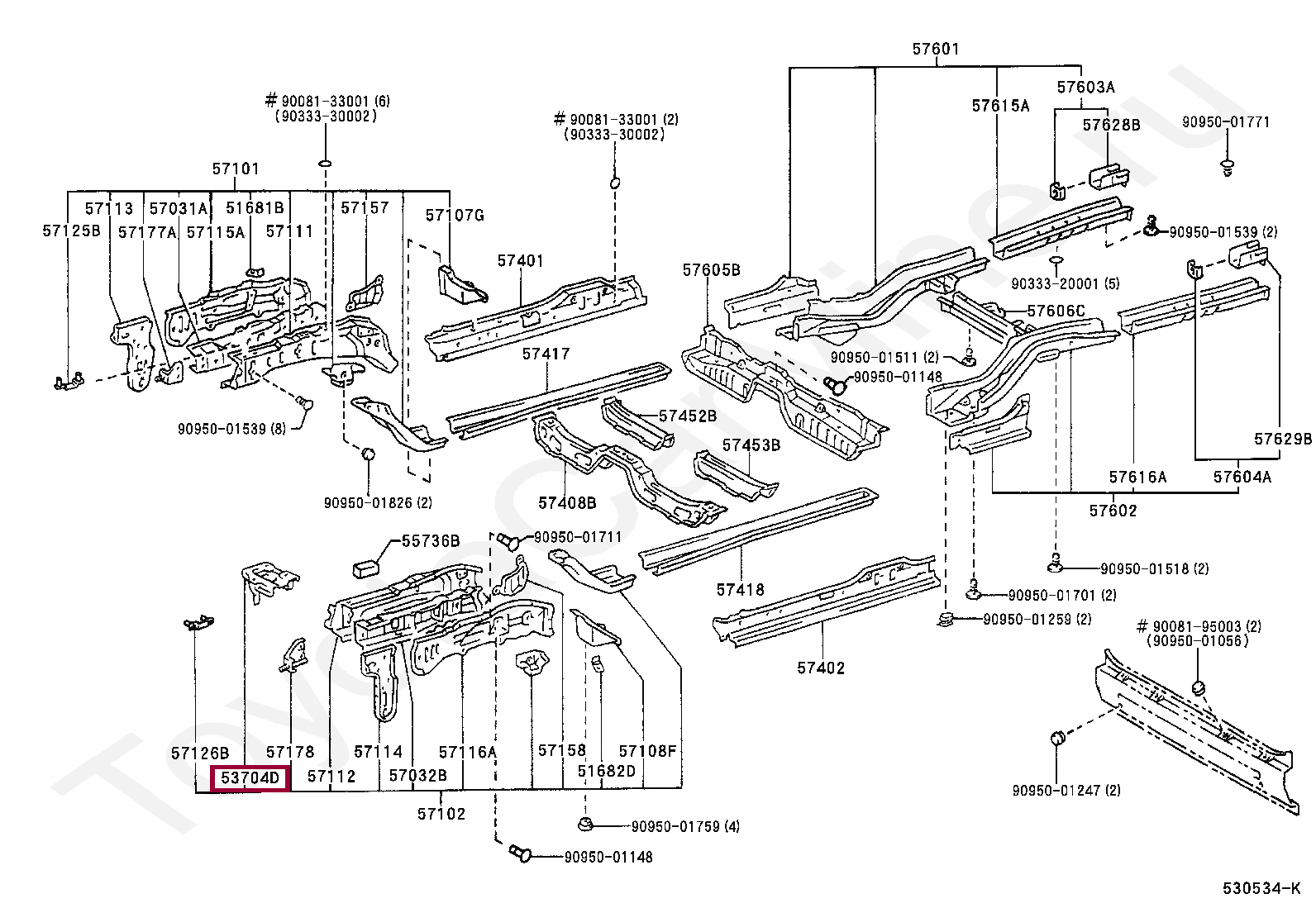 SUPPORT SUB-ASSY, BATTERY, LH SUPPORT SUB-ASSY, BATTERY, LH 5370405010