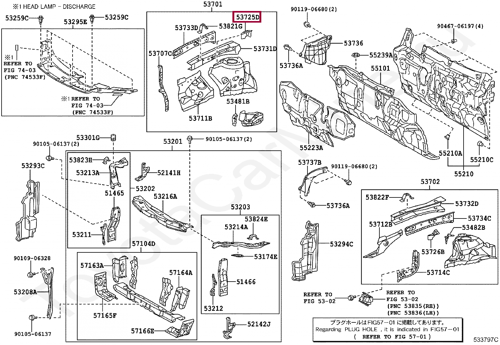 REINFORCEMENT, FRONT SPRING SUPPORT, NO.2 RH REINFORCEMENT, FRONT SPRING SUPPORT, NO.2 RH 5372533020