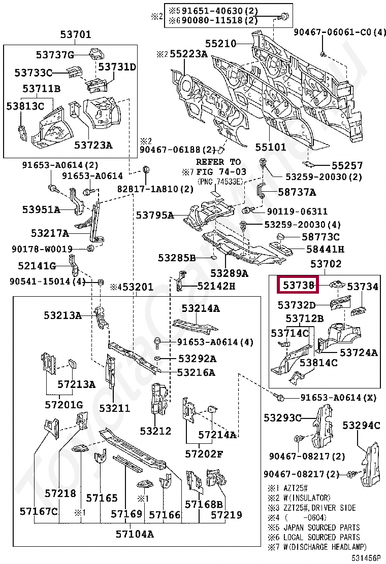PLATE, FRONT APRON TO COWL SIDE MEMBER, LH PLATE, FRONT APRON TO COWL SIDE MEMBER, LH 5373805010