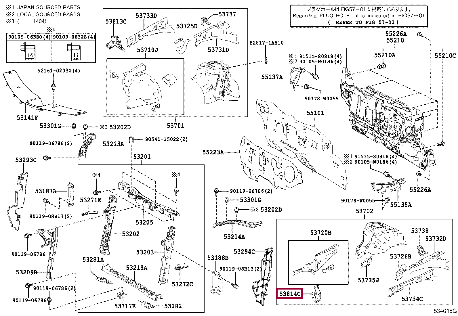 EXTENSION, FRONT FENDER, LH EXTENSION, FRONT FENDER, LH 5381402120