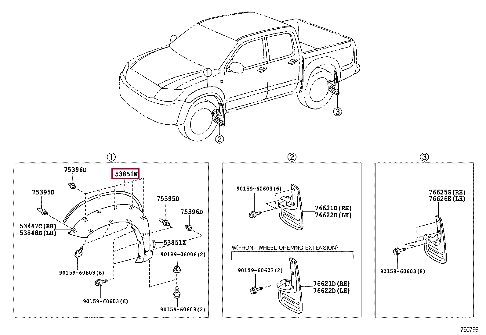 PAD, FRONT WHEEL OPENING EXTENSION, NO.1 PAD, FRONT WHEEL OPENING EXTENSION, NO.1 538510K060B0