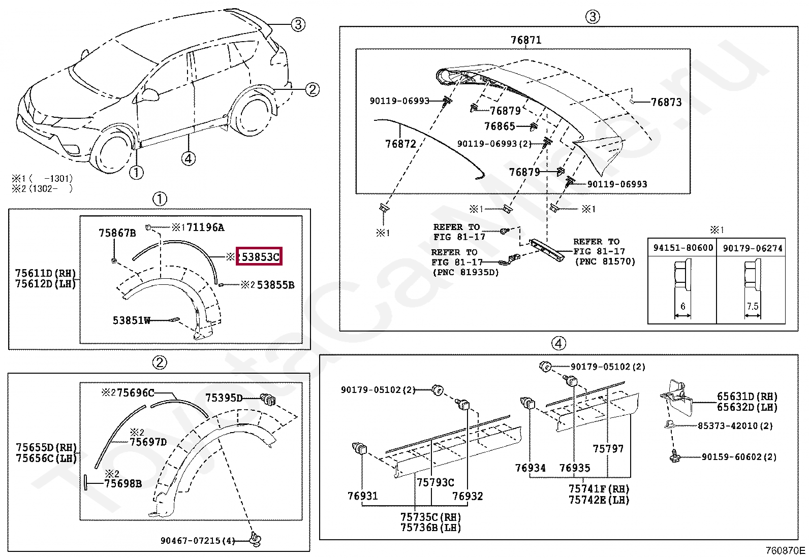 PAD, FRONT WHEEL OPENING EXTENSION, NO.3 PAD, FRONT WHEEL OPENING EXTENSION, NO.3 5385342020