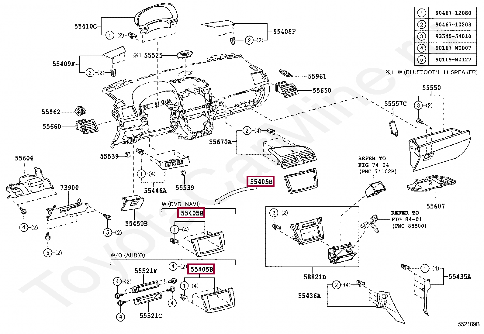 PANEL SUB-ASSY, INSTRUMENT CLUSTER FINISH, CENTER PANEL SUB-ASSY, INSTRUMENT CLUSTER FINISH, CENTER 5540505180