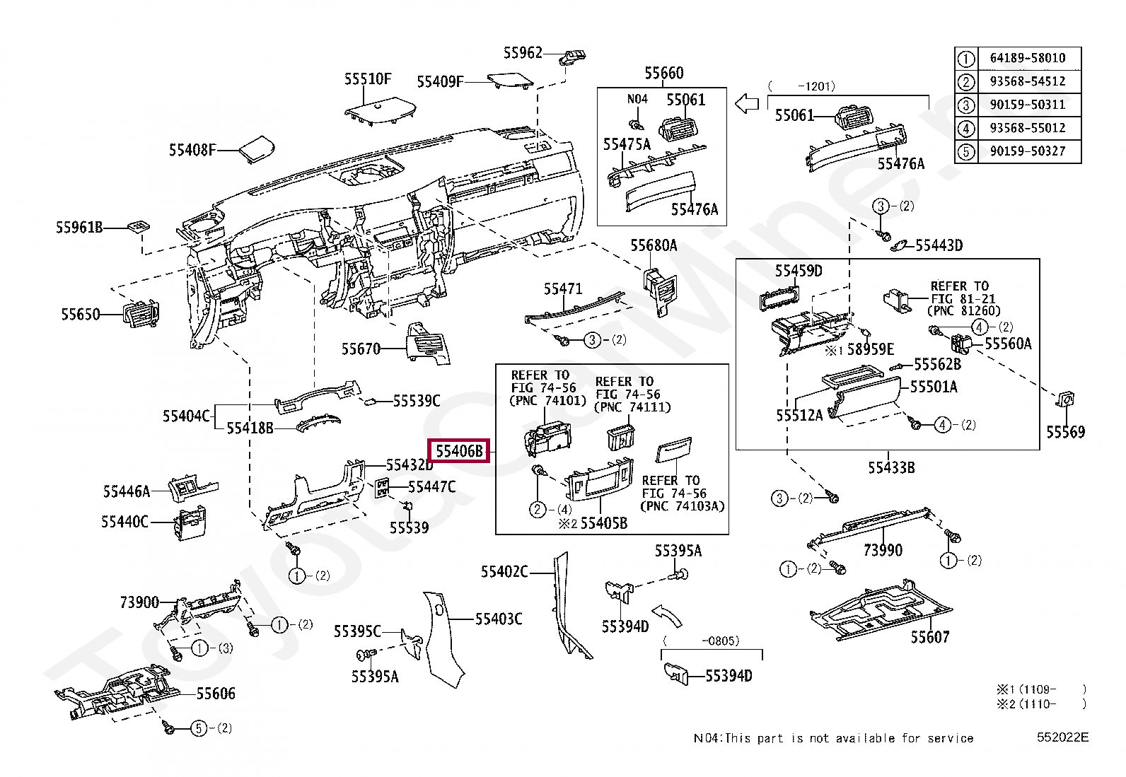 PANEL SUB-ASSY, INSTRUMENT CLUSTER FINISH, LOWER CENTER PANEL SUB-ASSY, INSTRUMENT CLUSTER FINISH, LOWER CENTER 5540560330