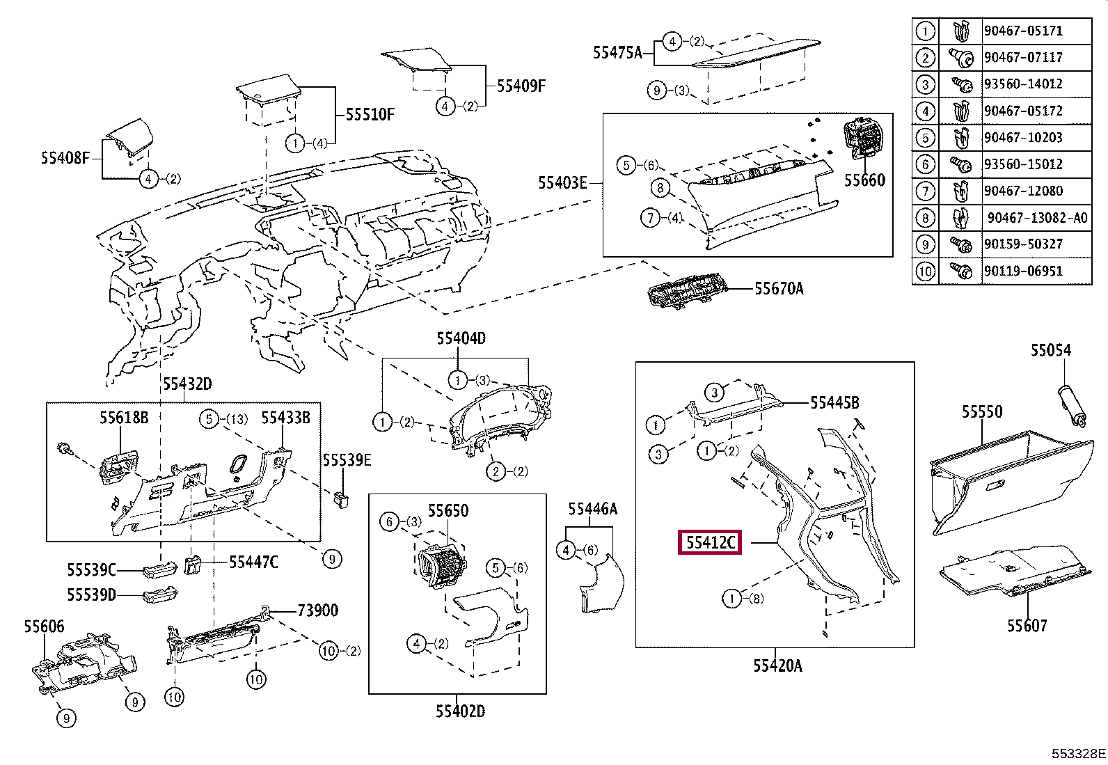 PANEL, INSTRUMENT CLUSTER FINISH, CENTER NO.1 PANEL, INSTRUMENT CLUSTER FINISH, CENTER NO.1 5541278030