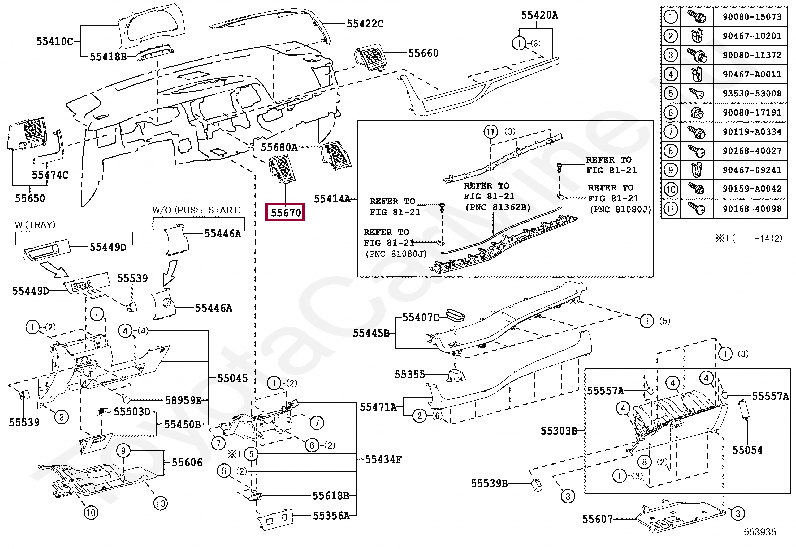 REGISTER ASSY, INSTRUMENT PANEL, NO.3 REGISTER ASSY, INSTRUMENT PANEL, NO.3 556700E070