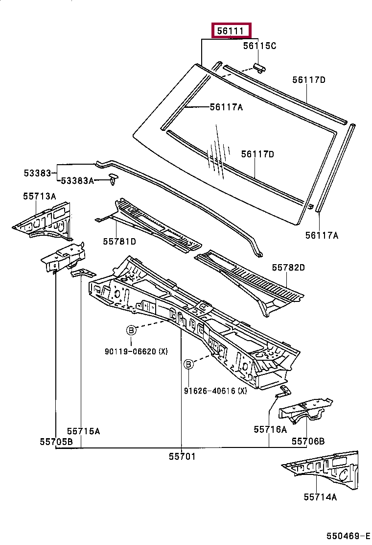 Стекло лобовое под датчик дождя Стекло лобовое под датчик дождя 5611160531