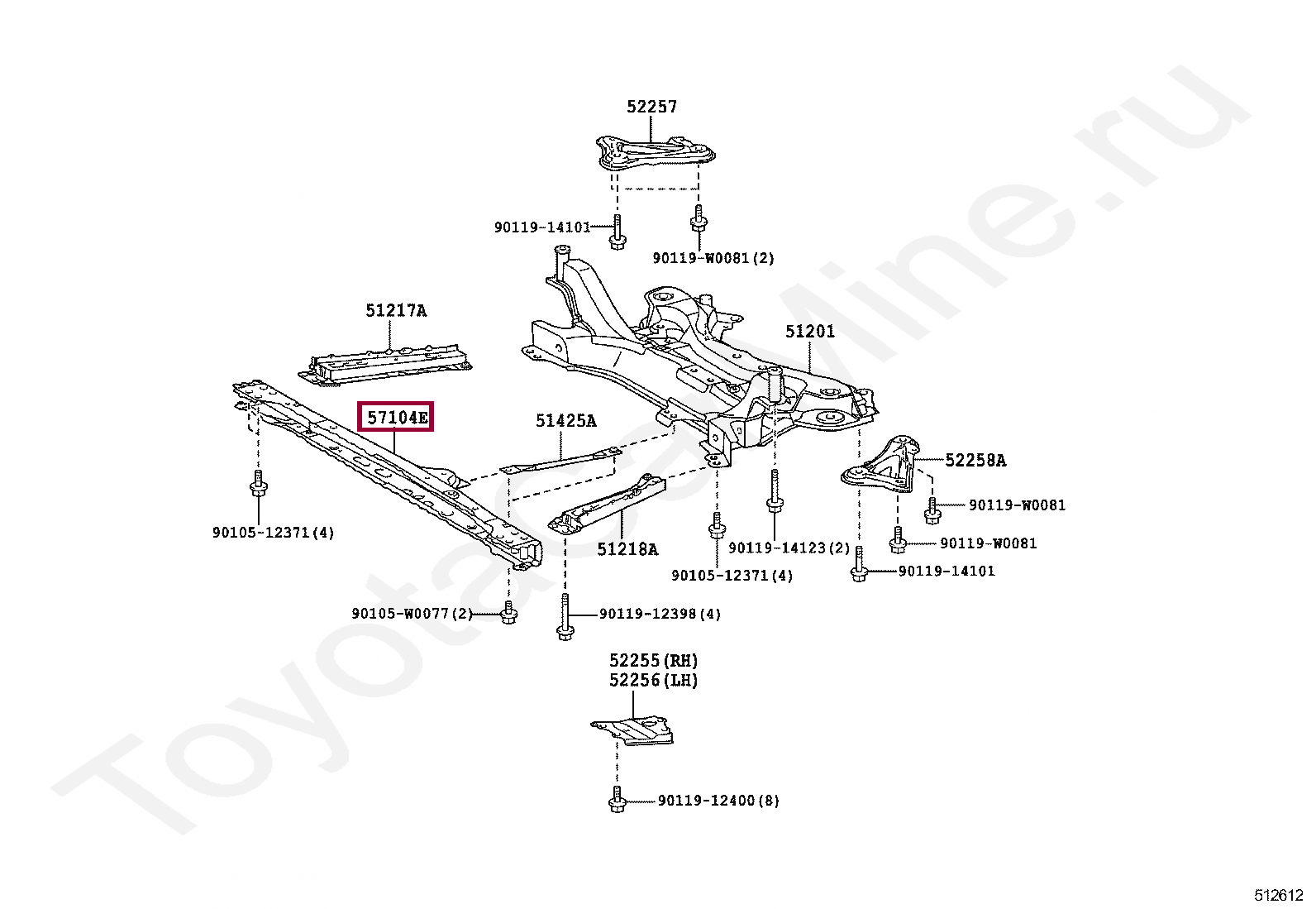MEMBER SUB-ASSY, FRONT CROSS MEMBER SUB-ASSY, FRONT CROSS 5710402250