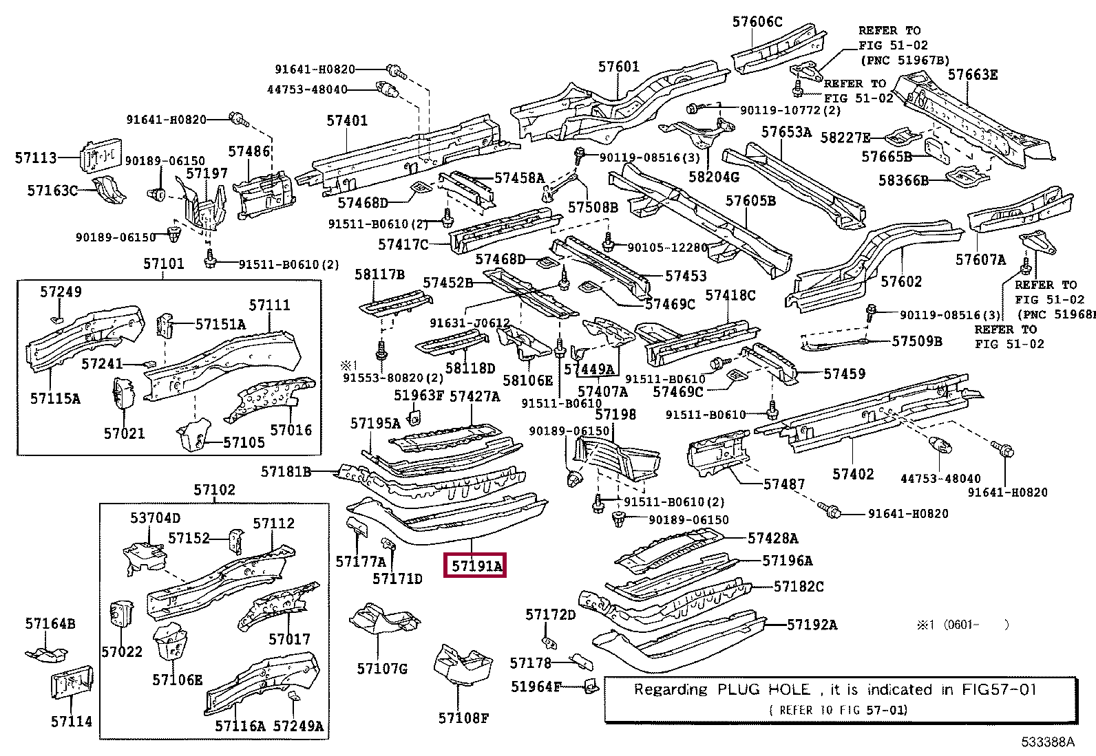 Запчасти Тойота: MEMBER, FRONT SIDE, INNER REAR RH (5719148020)