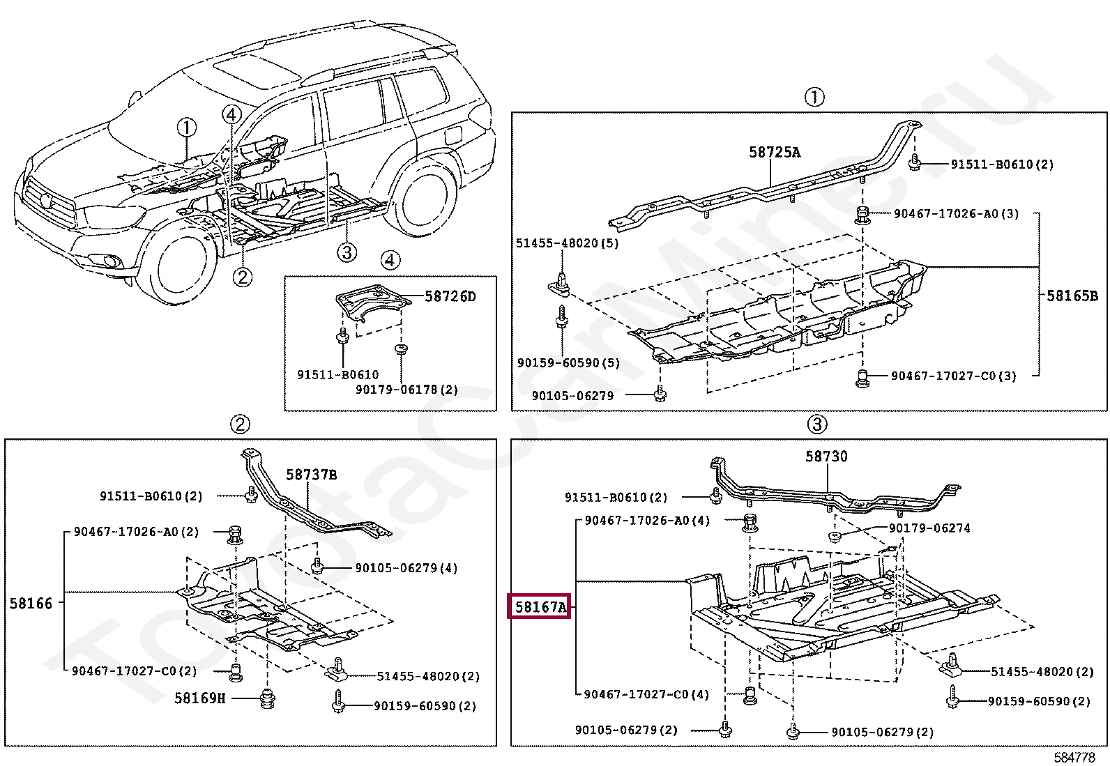 COVER, FRONT FLOOR, CENTER COVER, FRONT FLOOR, CENTER 5816748020