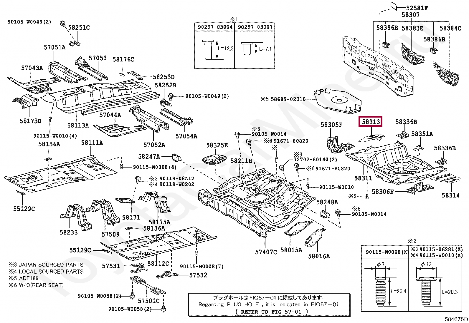 PANEL, REAR FLOOR SIDE, RH PANEL, REAR FLOOR SIDE, RH 5831302170