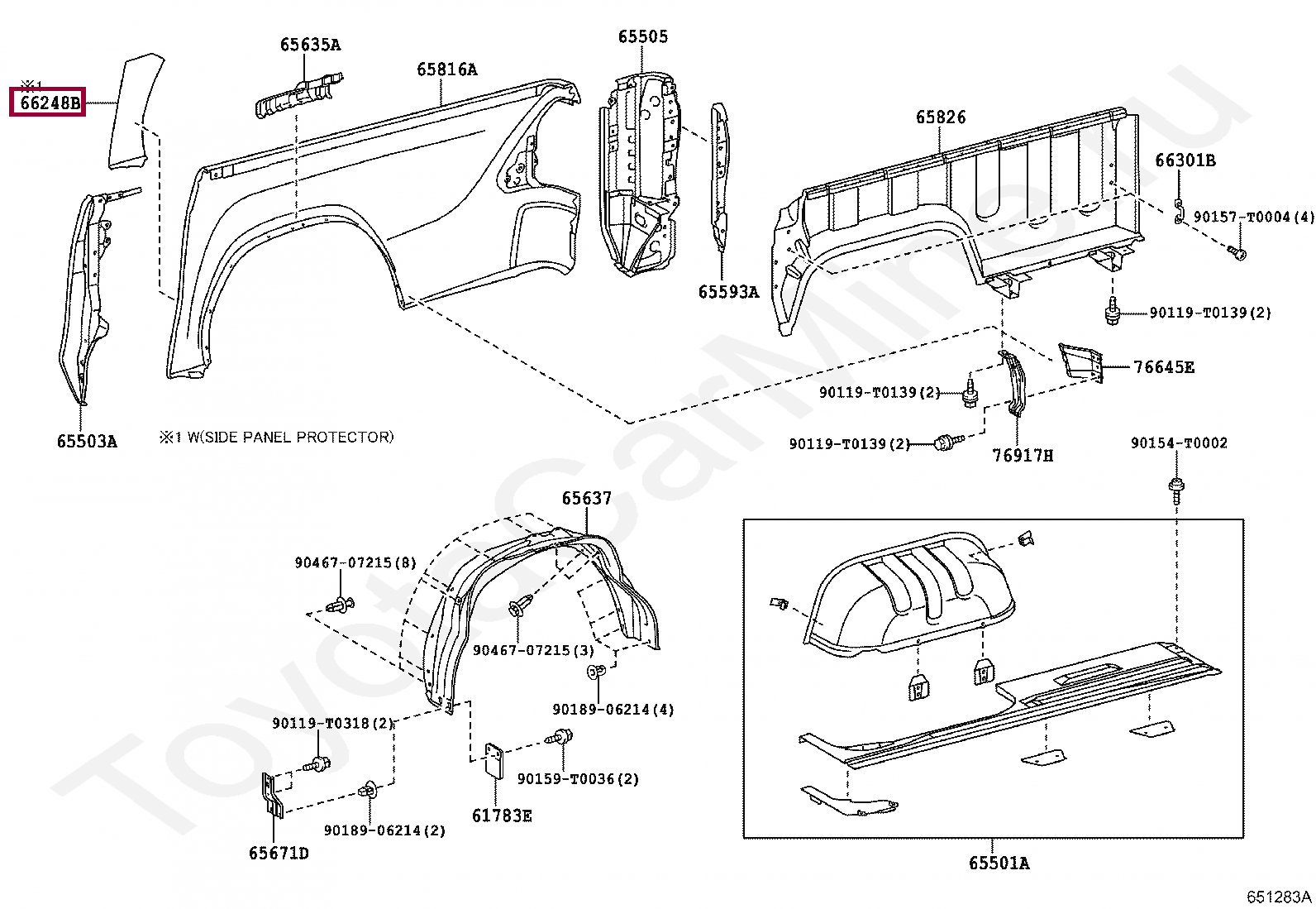PROTECTOR, REAR BODY SIDE PANEL, RH PROTECTOR, REAR BODY SIDE PANEL, RH 587450K130