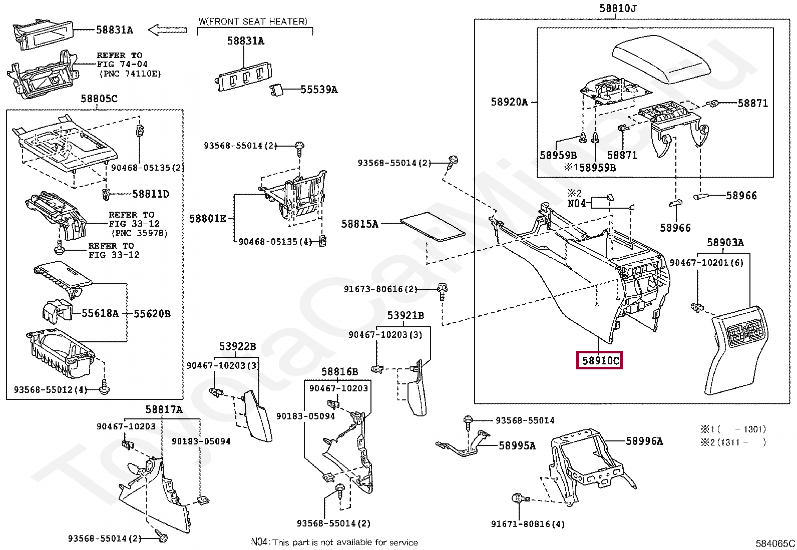 BOX ASSY, CONSOLE, REAR BOX ASSY, CONSOLE, REAR 5891033422C0