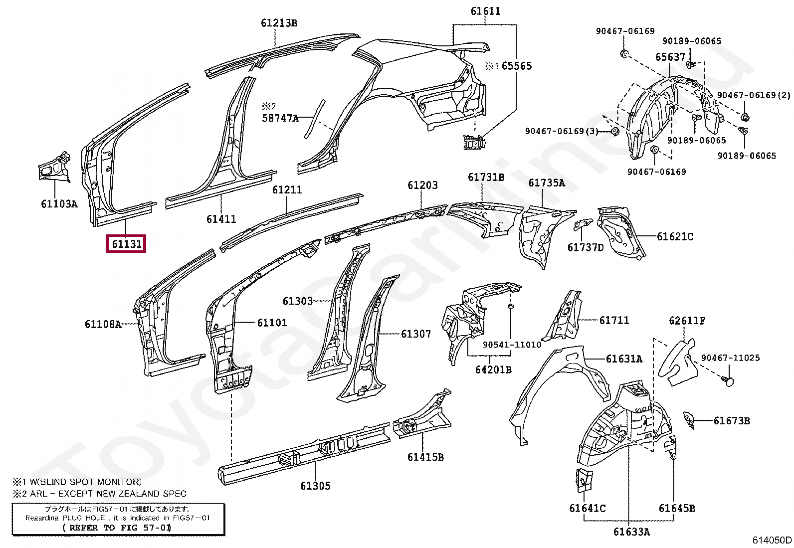PILLAR, FRONT BODY, UPPER OUTER RH PILLAR, FRONT BODY, UPPER OUTER RH 6113133070