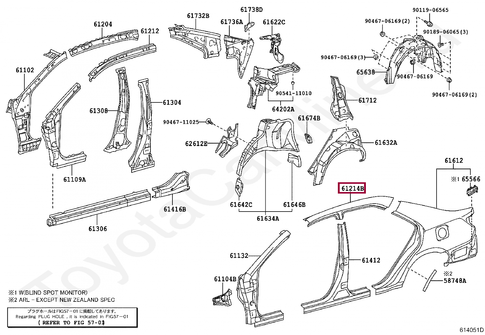 RAIL, ROOF SIDE, OUTER NO.2 LH RAIL, ROOF SIDE, OUTER NO.2 LH 6121433100