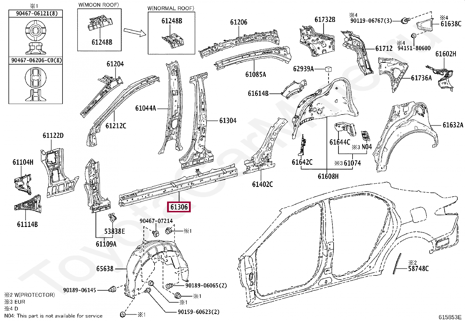 REINFORCE SUB-ASSY, CENTER BODY PILLAR, LOWER LH REINFORCE SUB-ASSY, CENTER BODY PILLAR, LOWER LH 6130633908