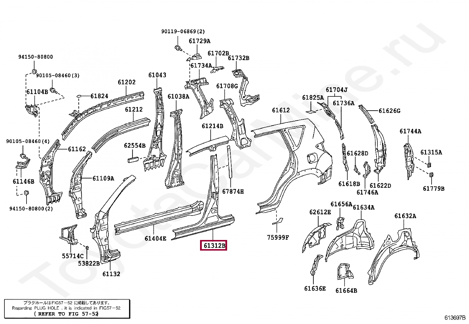 PILLAR, CENTER BODY, OUTER LH PILLAR, CENTER BODY, OUTER LH 6131242030