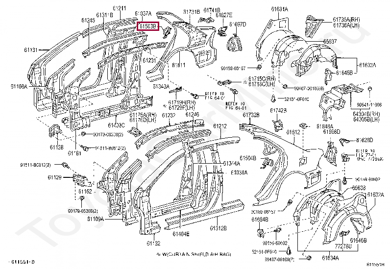 REINFORCEMENT SUB-ASSY, QUARTER LOCK PILLAR, RH REINFORCEMENT SUB-ASSY, QUARTER LOCK PILLAR, RH 6150302040