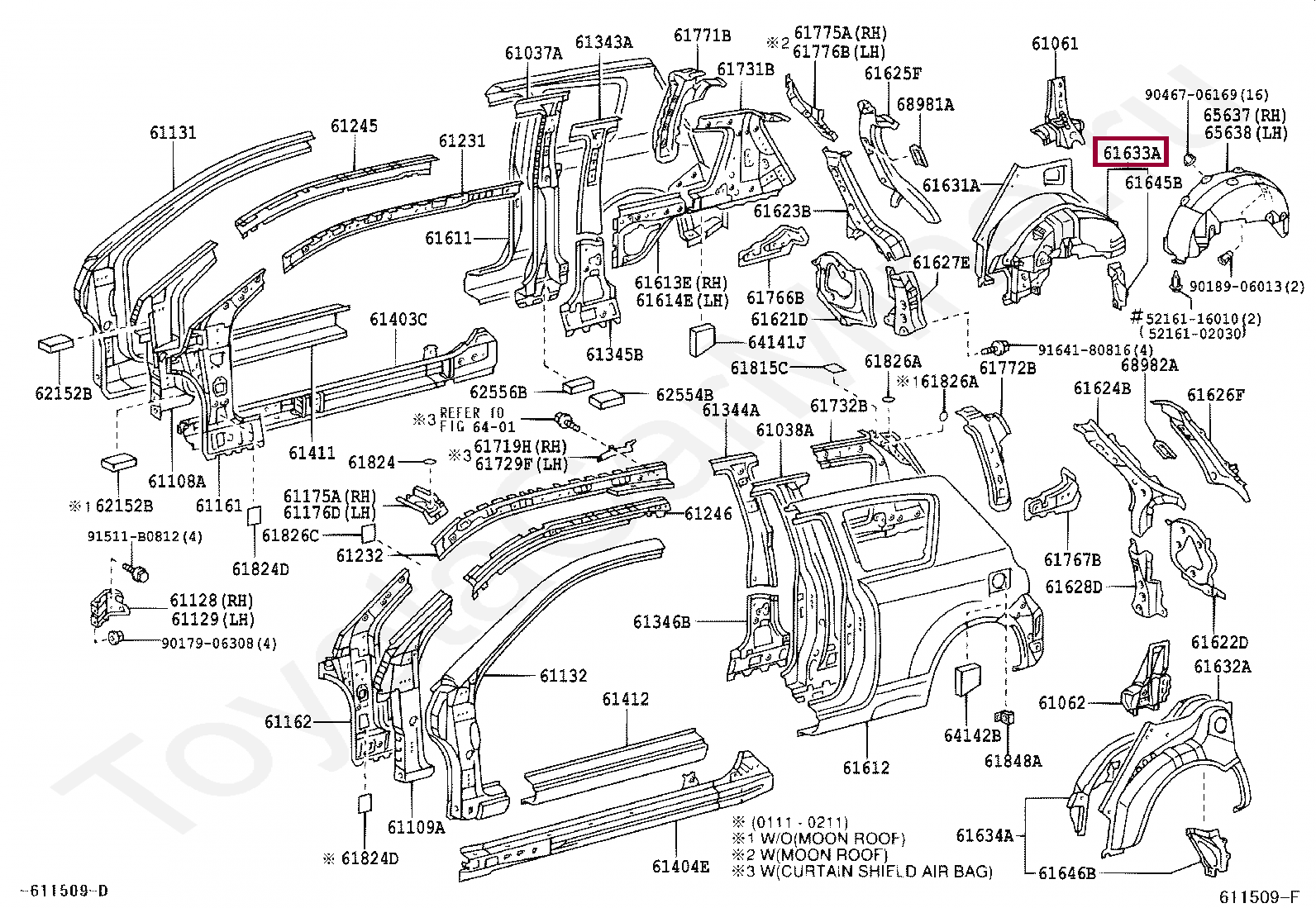 PANEL, QUARTER WHEEL HOUSE, INNER RH PANEL, QUARTER WHEEL HOUSE, INNER RH 6160702918